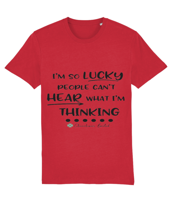 I'm So Lucky – Unisex Short Sleeved Quote T-Shirt mockup bf753a0c5f2fea8e5b6713bf30b70bb7 4