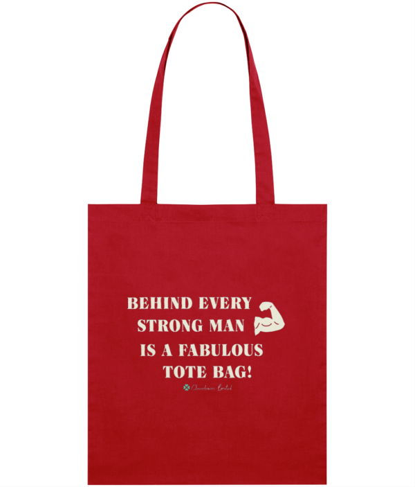 Behind Every Strong Man tote bags mockup 879c67fcf0e738bba35b7c0346bf74a1